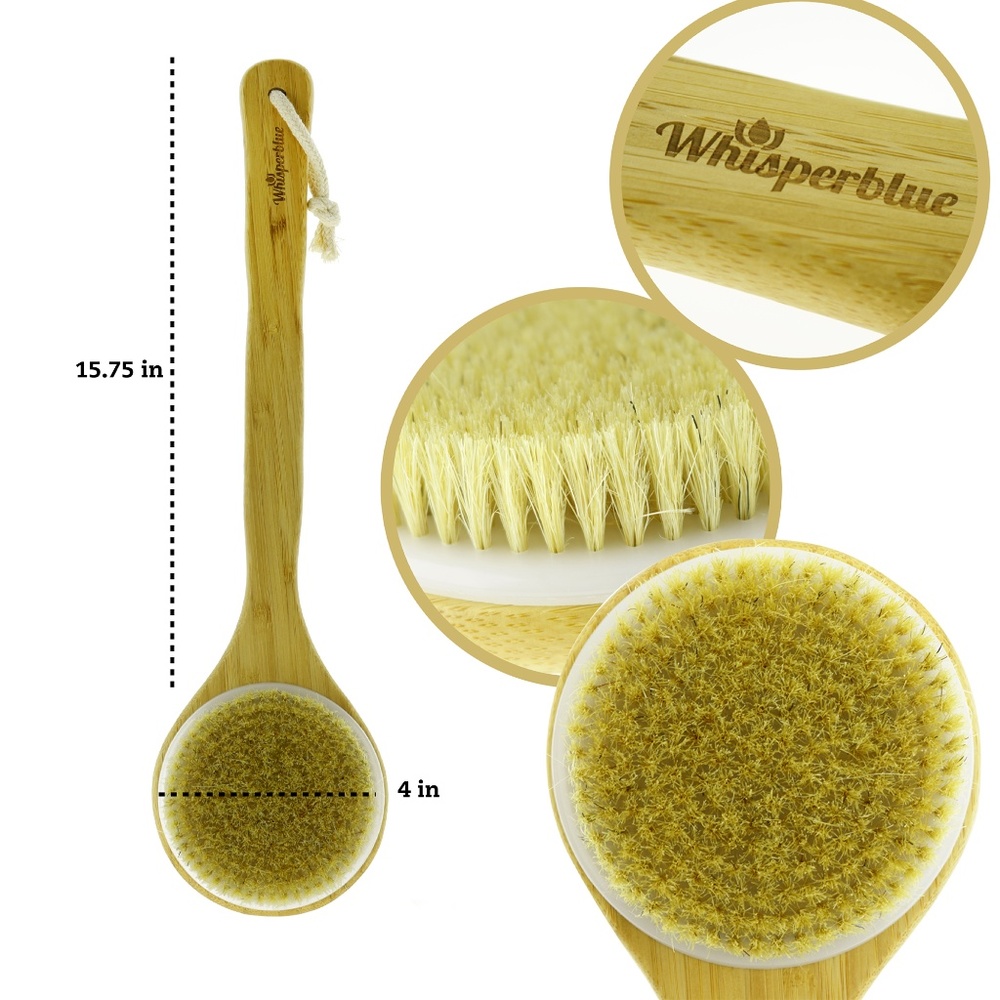 Natural Bamboo Shower Brush With Facial Scrubbies